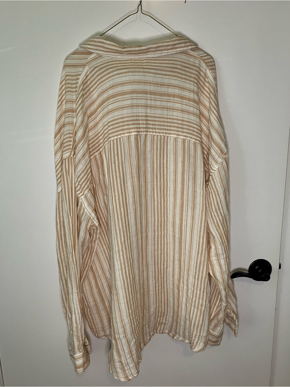 Aeropostale White and Cappuccino Gauzy Oversized Cotton Boyfriend Shirt XXL - Picture 3 of 5